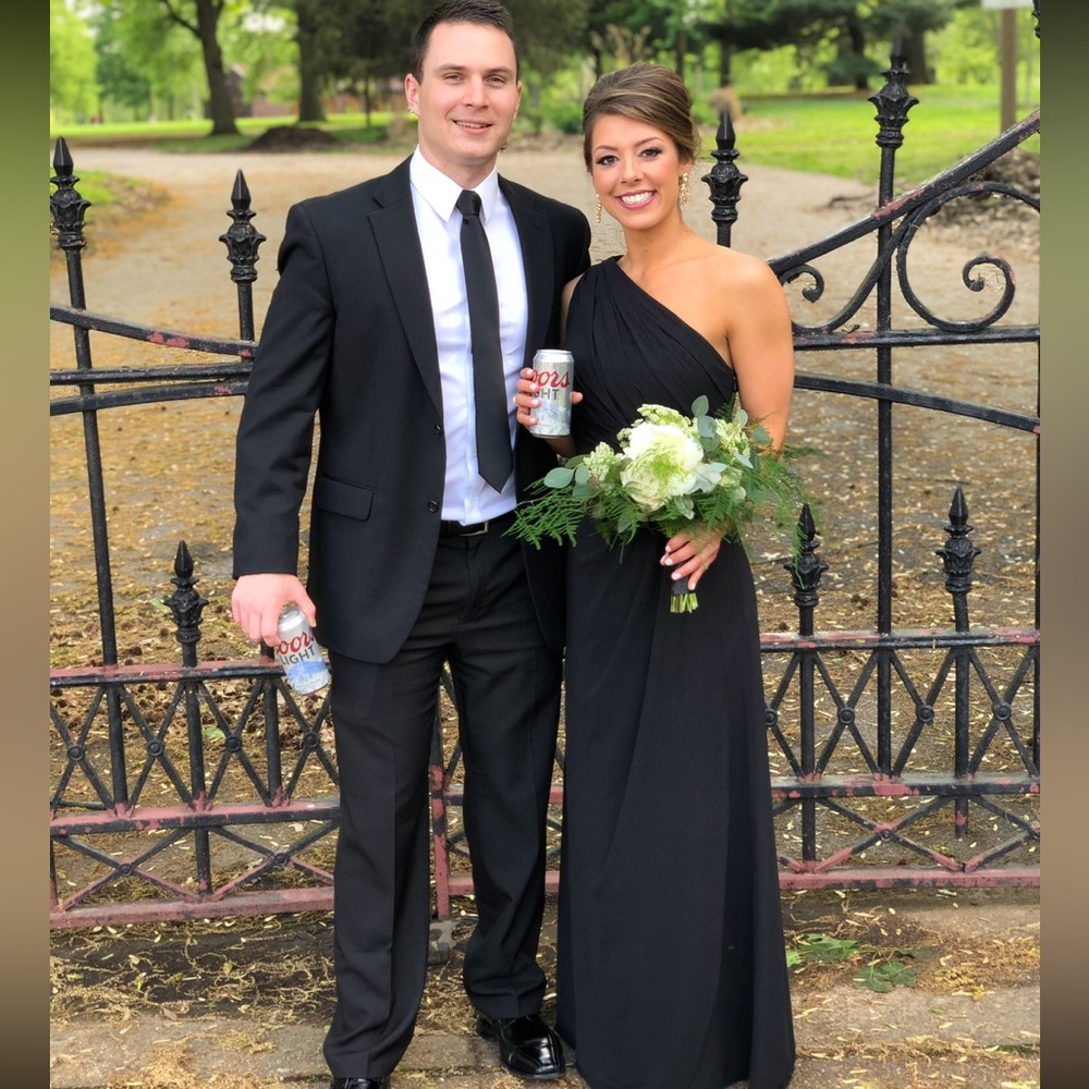 Bill Levkoff Black One - Solder Bridesmaid Dress Size 4